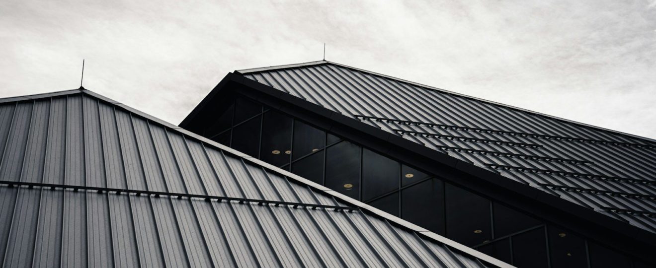 black and white glass building