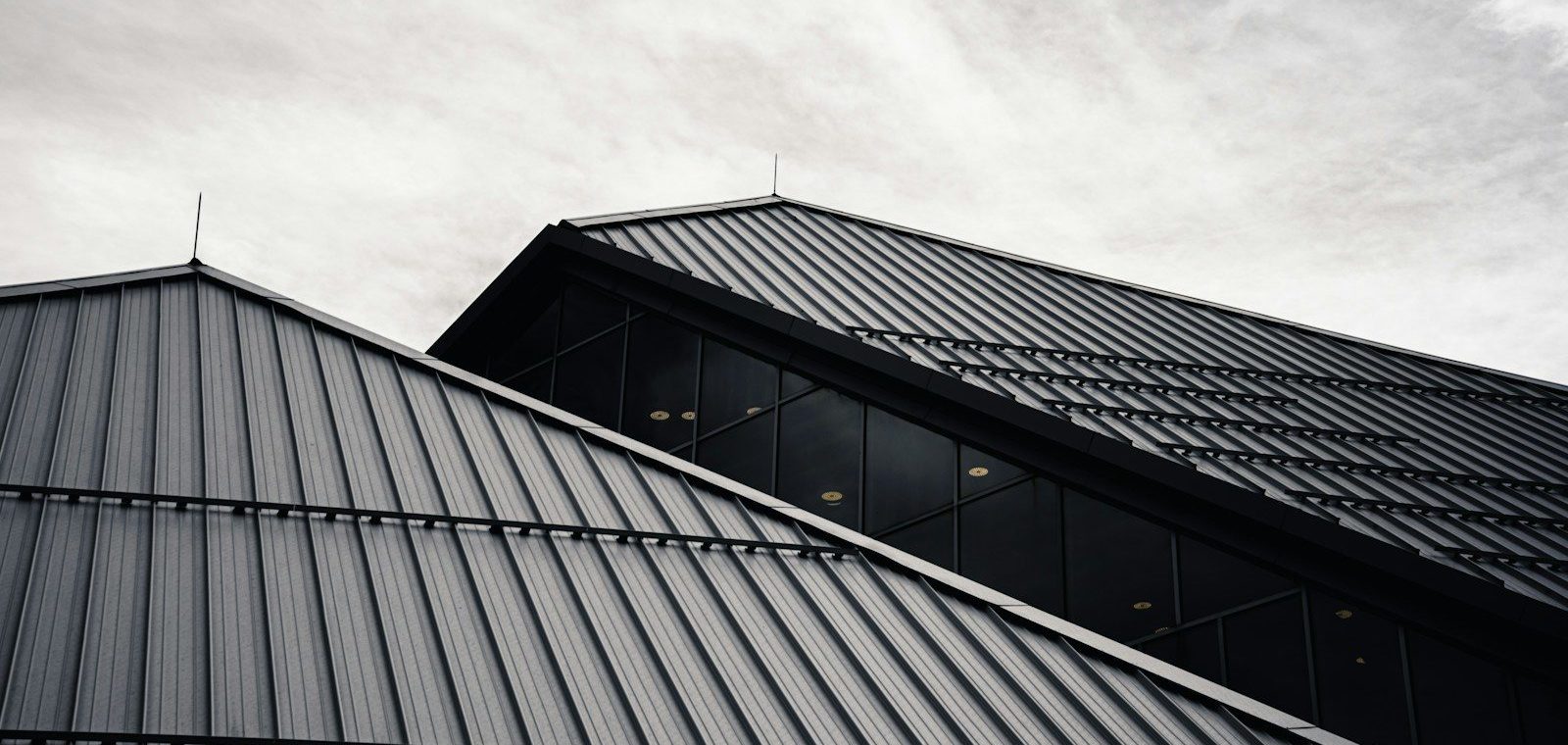 black and white glass building