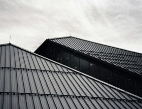 black and white glass building