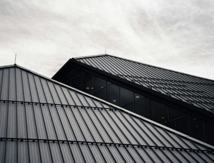 black and white glass building
